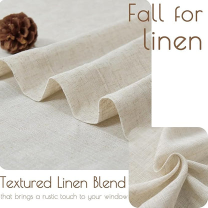 jinchan Beige Kitchen Curtains Linen Tier Curtains 36 Inch Farmhouse Cafe Drapes - Image 7