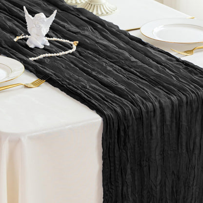 Sioloc Black Cheesecloth Table Runner Fall Autumn Decor for Home 10ft Table Cloth for Wedding Birthday Party Halloween Thanksgiving Decorations