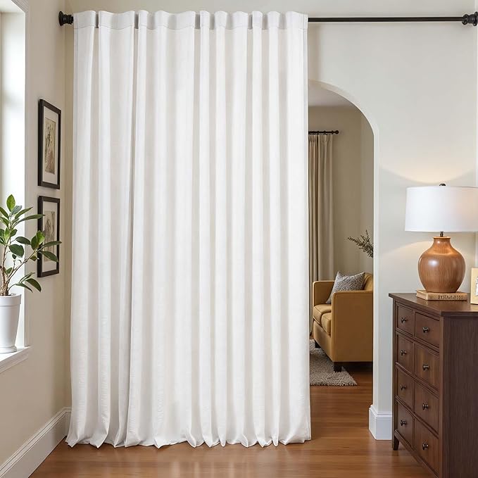 jinchan White Lined Linen Blend Curtain - Image 7