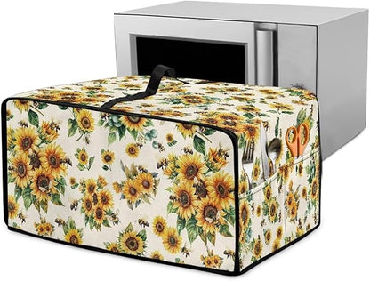 Sunflower Bee Print Toaster Oven Cover Dust-Proof Microwave Oven Cloth Cover by HwzdsyxlCreativeHomeDecor