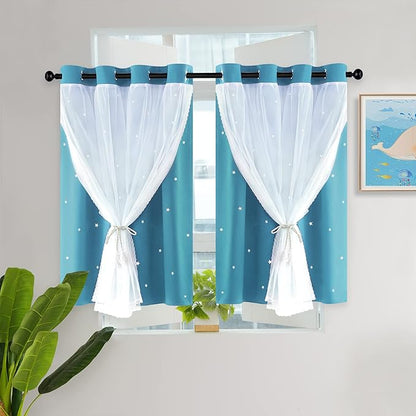 Kinryb Kids Blackout Curtains for Bedroom/Living Room/Classroom, Sheer Overlay by Kinryb