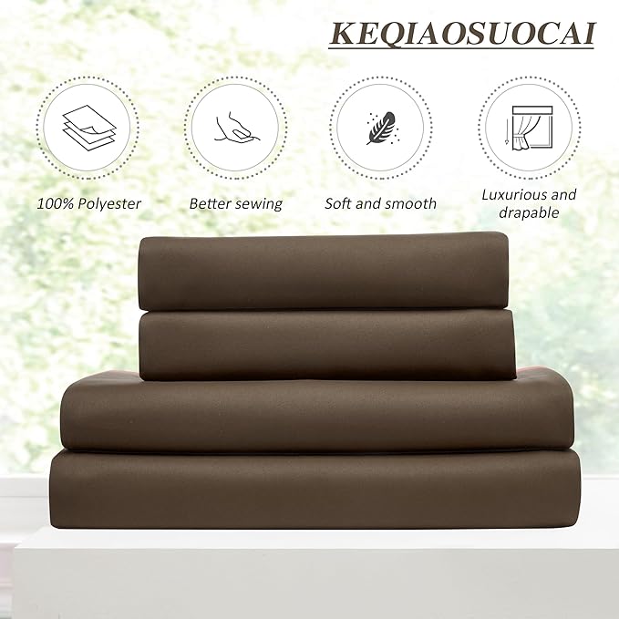 KEQIAOSUOCAI Chocolate Brown Blackout Curtains 108 Inches Long 9 feet Tall - Image 5