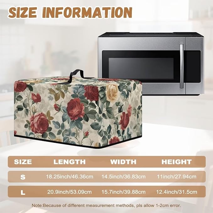 Microwave Oven Dust Cover, Rose Design Washable Protective Dust Cover - Image 6