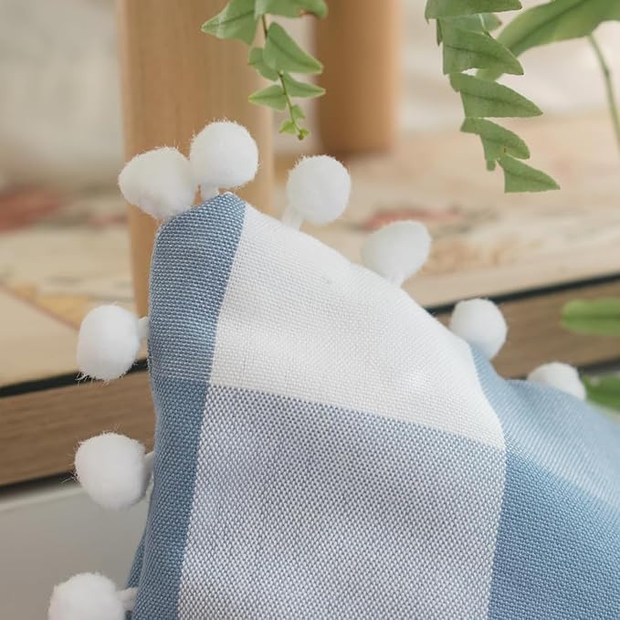 HOPLEE Farmhouse Light Blue Pillow Covers 24x24 Buffalo Check Pillows Covers - Image 7