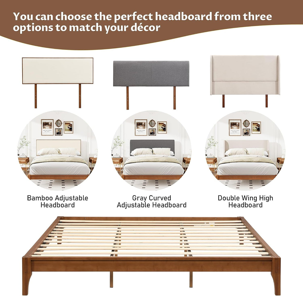 merax full size mid-century solid bamboo wood bed, package contents