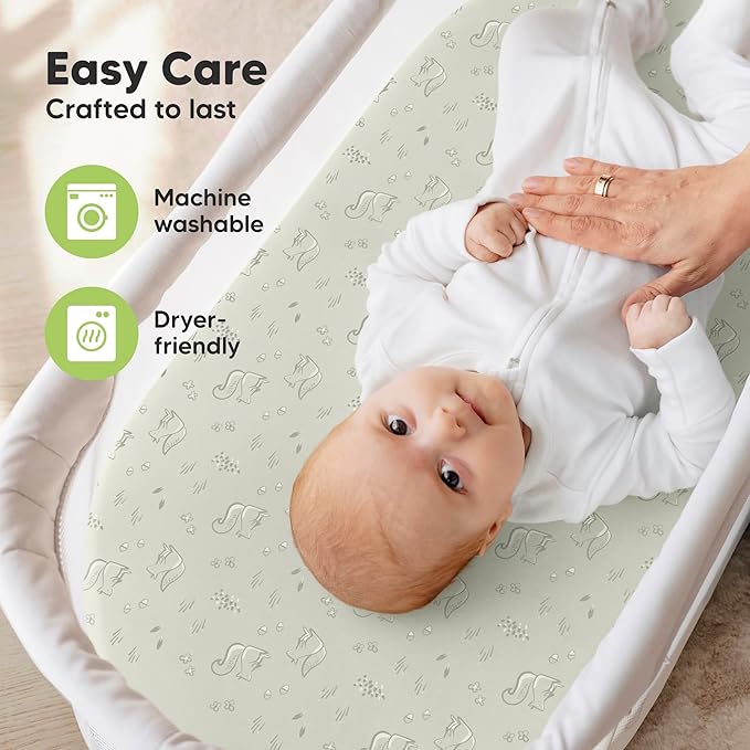 2-Pack Organic Bassinet Sheets for Girls, Boys - Image 7
