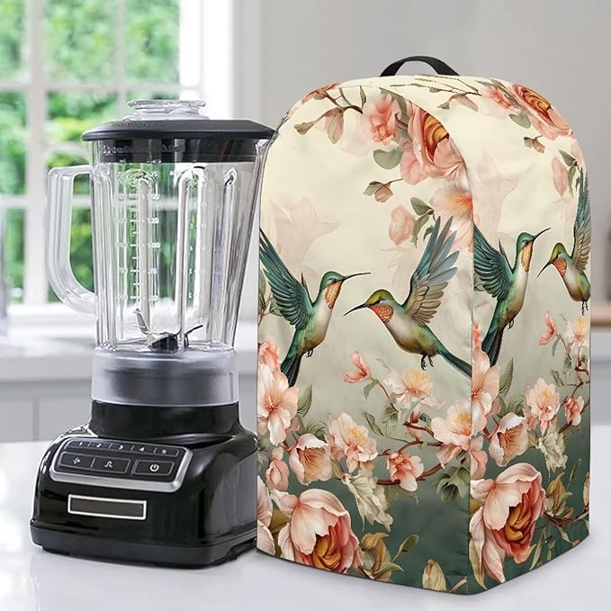 Vintage Flower Hummingbird Print Kitchen Blender Dust Cover by NETILGEN