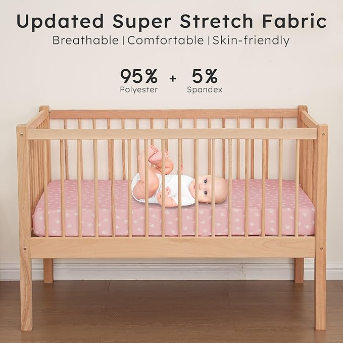 Baby Crib Sheets for Boys Girls Neutral, 2 Pack Crib Mattress Sheet for - Image 5