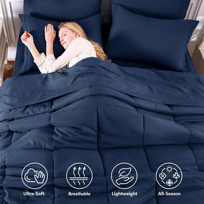 cozylux full size comforter sets, 7-piece bed in shown in use