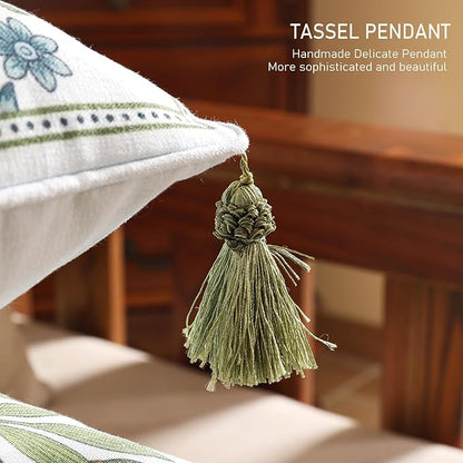 ISAENNE Design Fresh Linen Square Throw Pillow Covers 18"x18", French White - Image 4
