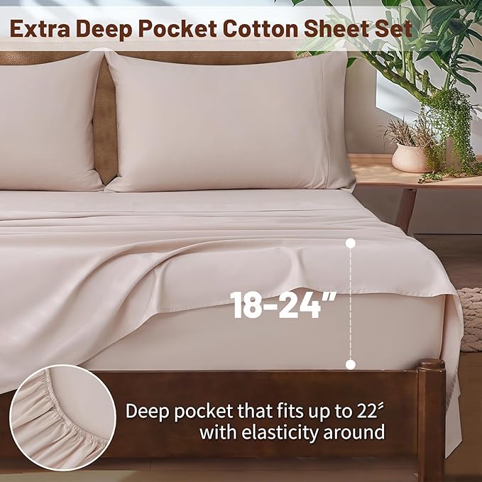 Extra Deep Pocket Queen Sheets 18-24 Inch 100% Egyptian Cotton 1000 Thread - Image 2