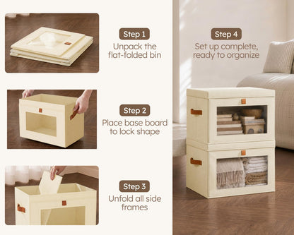 homsorout storage bins with lids - closet organizer on a desk or shelf