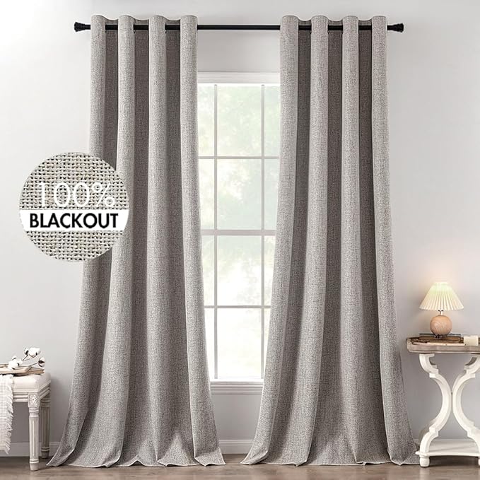 MIULEE 100% Blackout Linen Textured Curtains by MIULEE