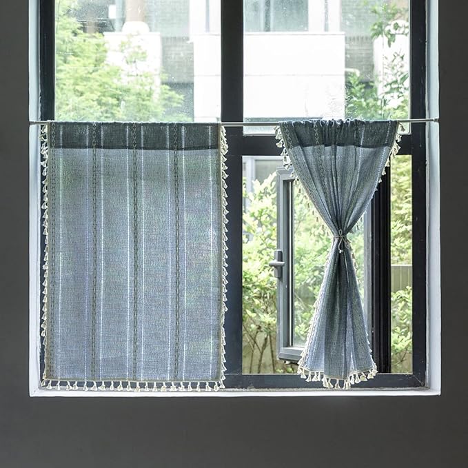ColorBird Boho Kitchen Short Curtains 36 inch Length 2 Panels, Embroidered - Image 3