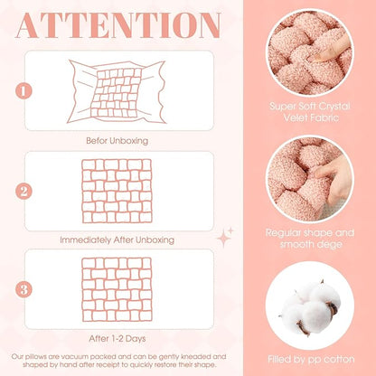 Wenqik 2 Pcs Knot Pillows Square Knotted Plush Throws Soft Accent Pillows - Image 3