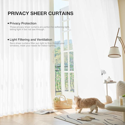 Anmao Non-See-Through Bright White Privacy Semi Sheer Curtains - Image 5