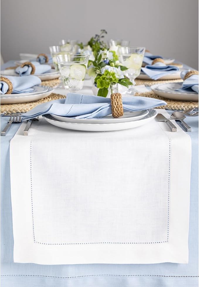 Solino Home Linen White Table Runner 120 Inches Long by SolinoHome