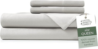 Hotel Sheets Direct 4 Piece Bed Sheet Set Queen Size, 100% Viscose Derived from by HOTELSHEETSDIRECT