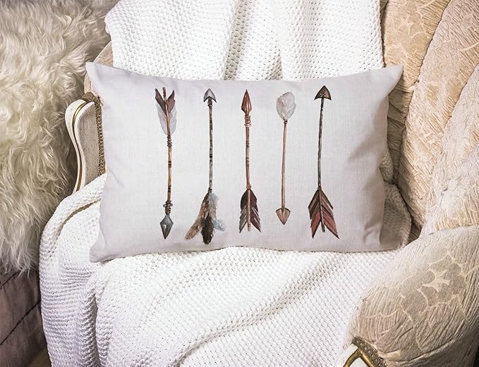 Watercolor Arrows Boho Waist Lumbar Cotton Linen Throw Pillow case Cushion Cover - Image 3