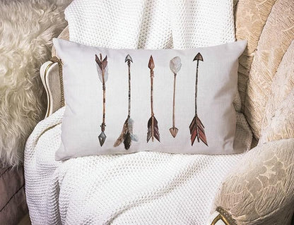 Watercolor Arrows Boho Waist Lumbar Cotton Linen Throw Pillow case Cushion Cover - Image 3
