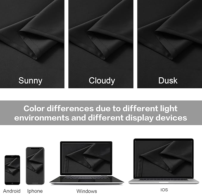 DUALIFE Black Blackout Curtains 105 Inch Long - Image 6