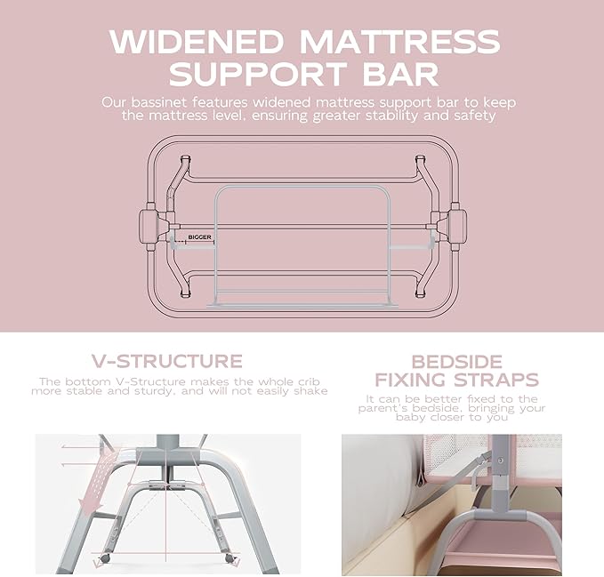 BabyBond Baby Bassinet, 3 in 1 Bassinet Bedside Sleeper - Image 7