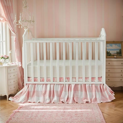 Brandream Gingham Gathered Crib Skirt, Baby Boy, Baby Girl, Gender Neutral Crib - Image 2