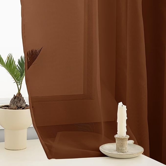 Sheer Curtains 63 Inches Long 2 Panels, Rod Pocket Short Curtain - Image 5
