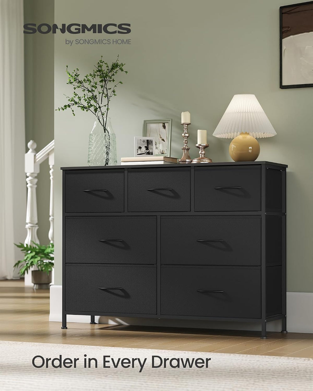 SONGMICS Dresser for Bedroom, Wide Dresser with 7 Fabric Drawers