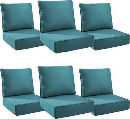 6" Thick Outdoor Cushions 24x24x6, 6-Set Deep Seat Patio Cushions by Pugire