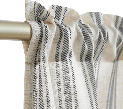 jinchan Linen Striped Kitchen Curtains 24 Inch Farmhouse Small Cafe Curtains - Image 5