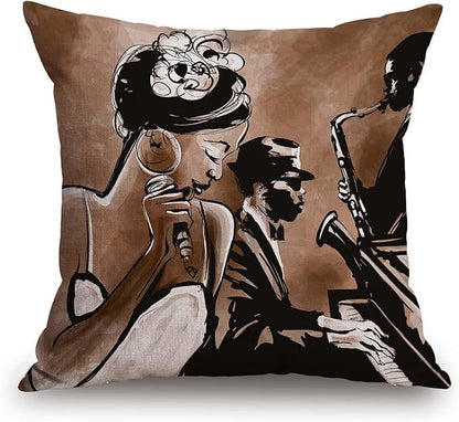 TSSOHU African American Woman Throw Pillow Cover Afro Black Girl Singing Jazz by TSSOHU