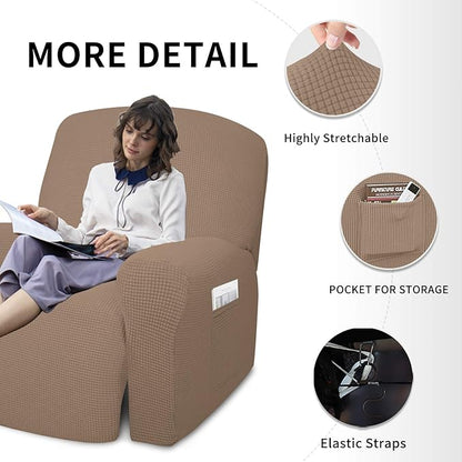 Easy-Going 4 Pieces Oversized Recliner Stretch Sofa Slipcover Sofa Cover - Image 4