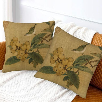 Vintage Rustic Chinoiserie Floral Bird Throw Pillow Covers 18x18 Inch Set of 2 - Image 3