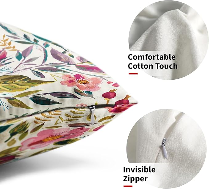 Spring Summer Flower Throw Pillow Covers 20x12 Inch Watercolor Peony Pillowcase - Image 3