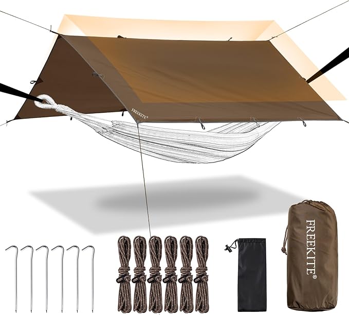 Camping Tarp Tent Portable Multifunctional Bushcraft Backpacking Tear-Resistant by FREEKITE