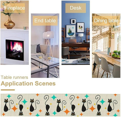 Mid Century Cat Table Runner, 13x120 Inch - Image 6