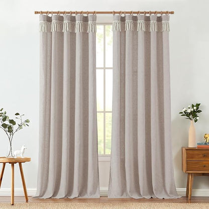 jinchan Linen Curtains for Living Room Bedroom Light Filtering Semi Sheer - Image 2