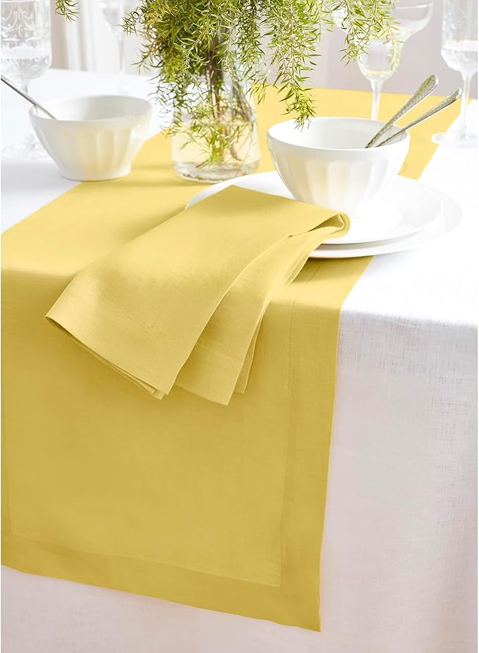 Solino Home Linen Yellow Table Runner 90 Inches Long - Image 9