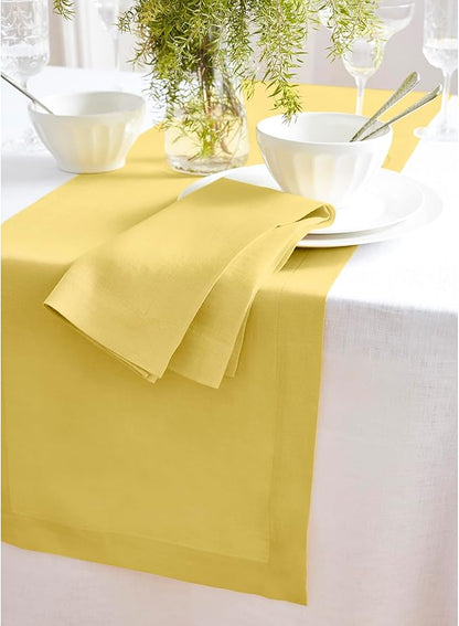 Solino Home Linen Yellow Table Runner 90 Inches Long - Image 9