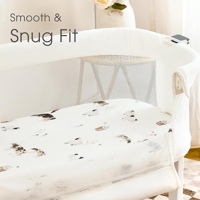 GRSSDER Stretchy Ultra Soft Bassinet Mattress Sheets 2 Pack, Universal Fitted - Image 3
