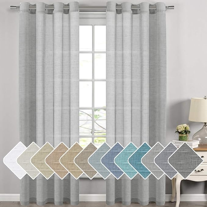 H.VERSAILTEX Ultimate Natural Effect Linen Semi-Sheer Curtains, Nickel Grommet by HVERSAILTEX