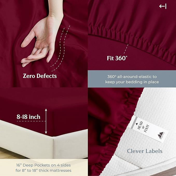 Mayfair Linen 500 Thread Count 100% Cotton Sheets King Size Bed Set - Image 4
