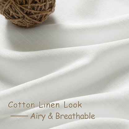 Nanspring Linen Curtains 84 inches Long 2 Panel Set, Off White - Image 5