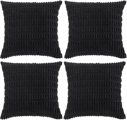 Fancy Homi 4 Packs Boho Black Decorative Throw Pillow Covers 14x14 Inch by Fancy+Homi