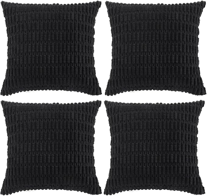 Fancy Homi 4 Packs Boho Black Decorative Throw Pillow Covers 26x26 Inch by Fancy+Homi