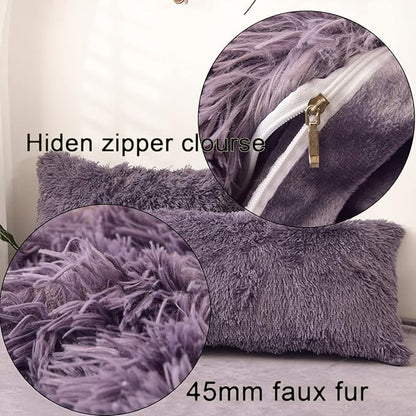 MorroMorn Decorative Pillows Covers, 2 Packs Faux Fur Pillow Cases Standard Size - Image 4