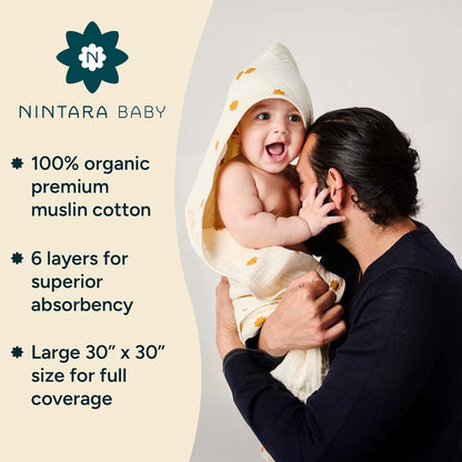 hands-free hooded towel – 100% organic muslin cotton, close-up detail