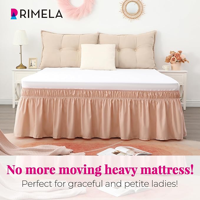 RIMELA Bed Skirt Queen Size 15 Inch Drop, Wrap Around Elastic Bedskirt Solid - Image 2