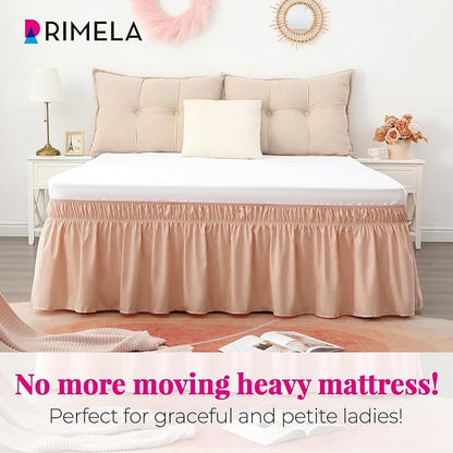 RIMELA Bed Skirt Queen Size 15 Inch Drop, Wrap Around Elastic Bedskirt Solid - Image 2